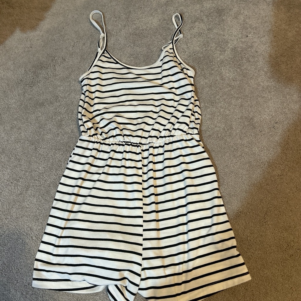 Striped Black and White Kids Romper